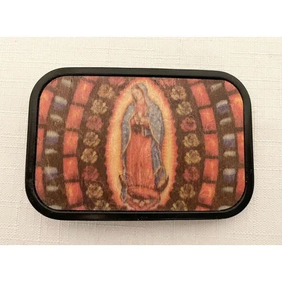 Men's Virgin Mary Belt Buckle No Belt Black Metal Religious Belief Religion - Picture 1 of 4